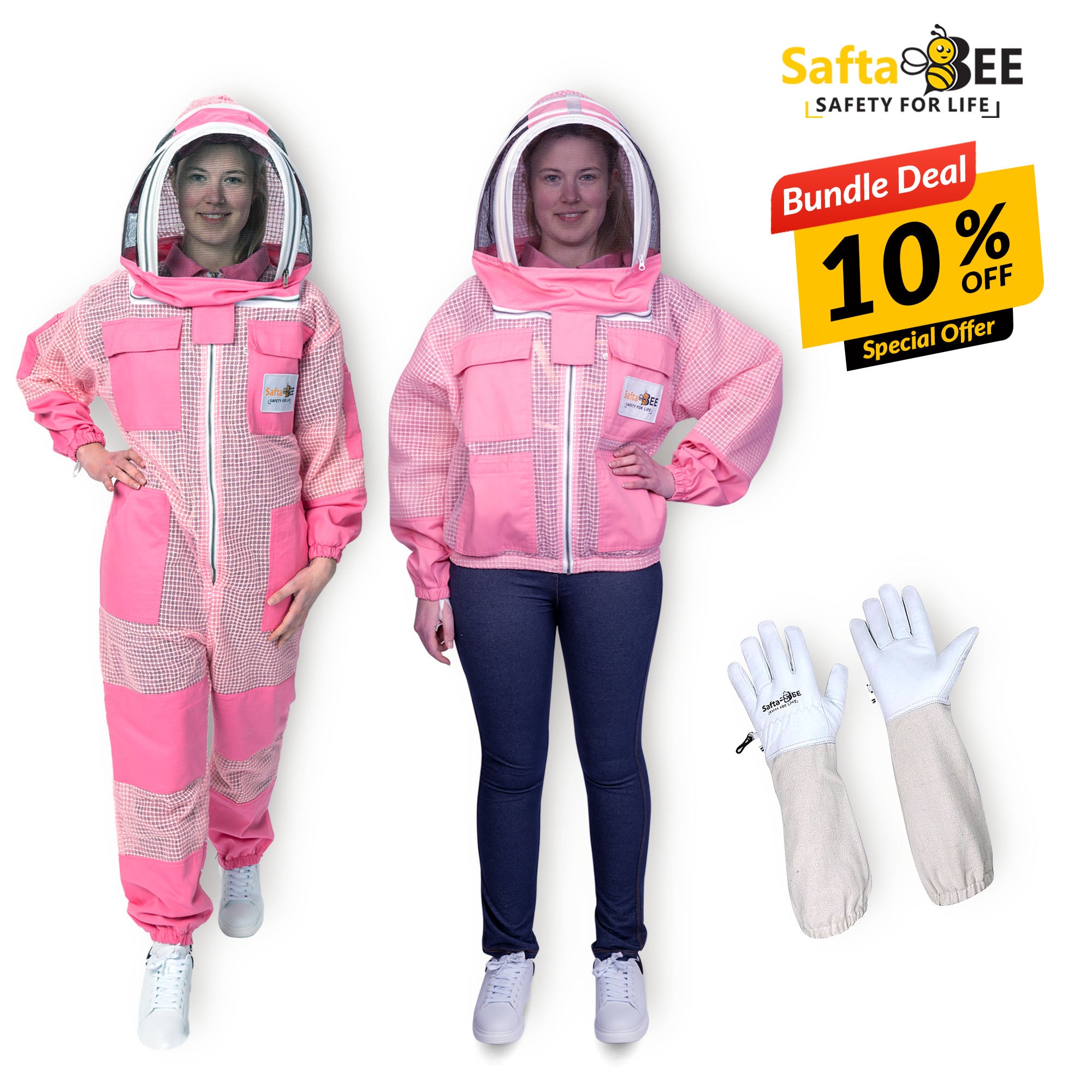 3 Layer Beekeeping Pink Suit Beekeeper Protection Veil Customized Bundle Deal 2