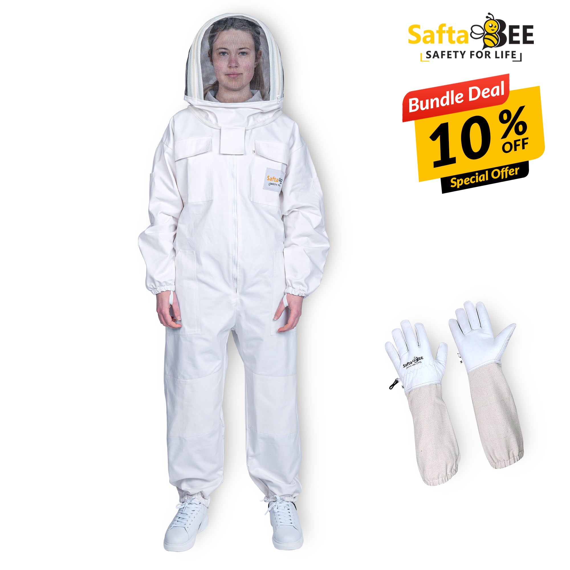 Premium White Cotton Beekeeping Suit for Ultimate Protection & Comfort with 10% off