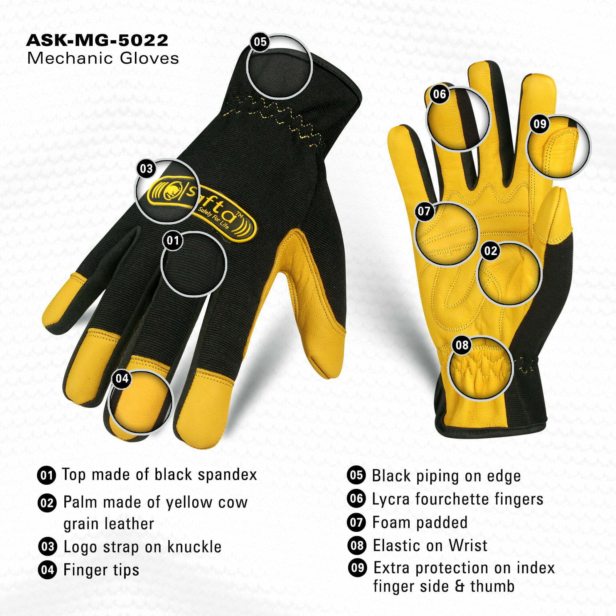 Mechanics Work Gloves | Cow Grain Leather | Best Mechanic Gloves UK