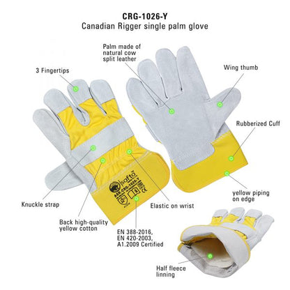 Rigger Gloves | Safety Gloves leather Work Gloves pure Leather PACK of 10