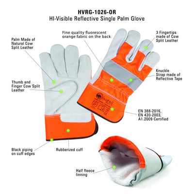 Rigger Gloves | Safety Gloves leather Work Gloves pure Leather PACK of 10